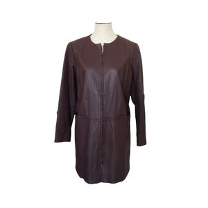 Nieman Marcus Burgundy Leather Trench Coat With Full Front Zipper Size L